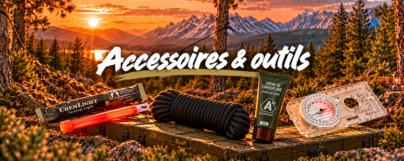 Collection d'accessoire et d'outil pour le bivouac