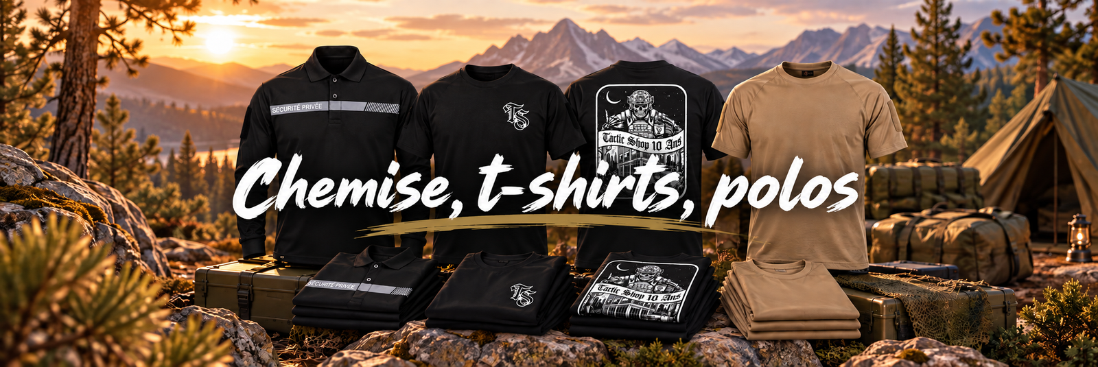 Collection de t-shirts,chemises,polos tactiques et outdoor