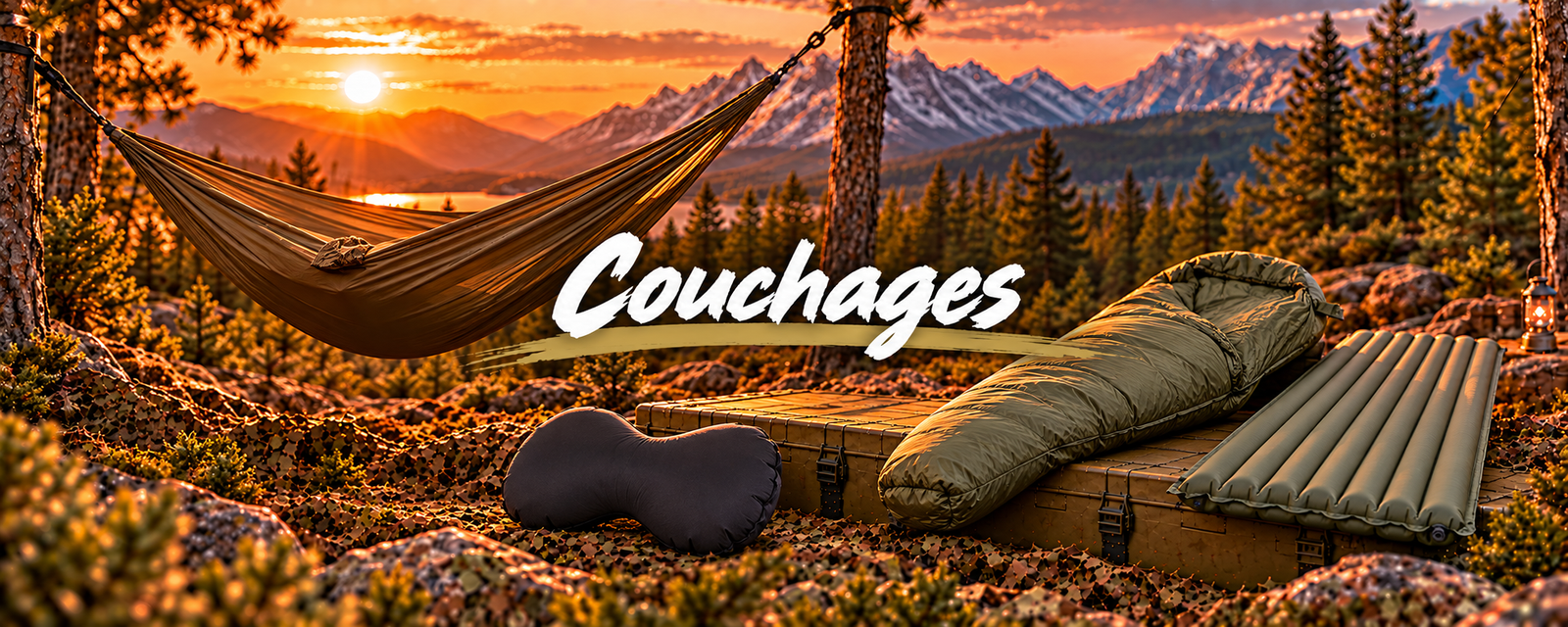 Collection de duvet, matelas et hamac