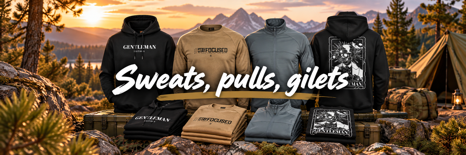 Collection de sweat,pul,gilet tactiques et outdoor